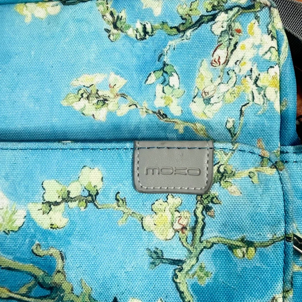Moko Almond Tree Blossoms Blue Tablet Bag Crossbody Padded Case Sleeve w Strap